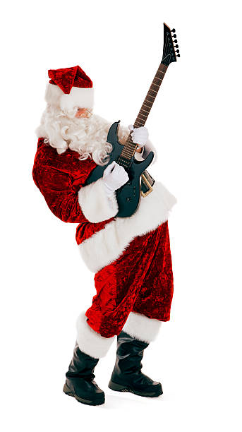 istock Electric Guitar Playing Santa Claus on White 174942184