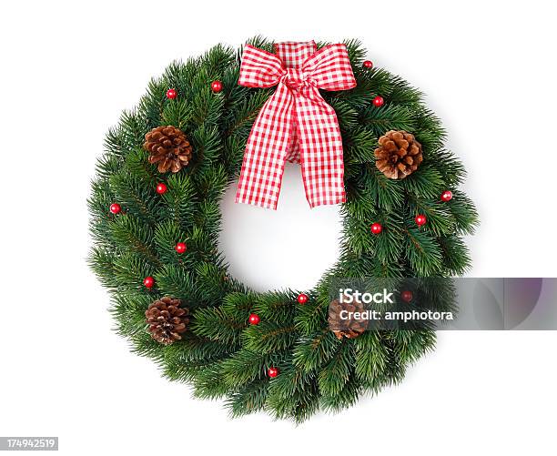Boże Narodzenie Wieniec - zdjęcia stockowe i więcej obrazów Boże Narodzenie - Boże Narodzenie, Neutralne tło, Wieniec