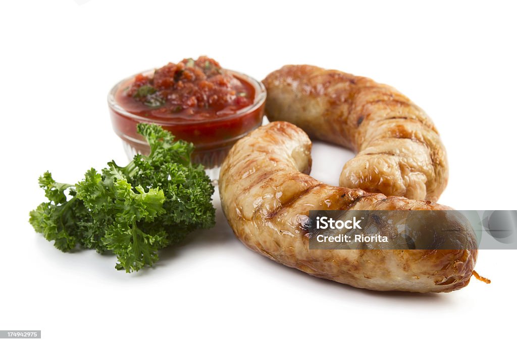 Salsicce alla griglia - Foto stock royalty-free di Affamato