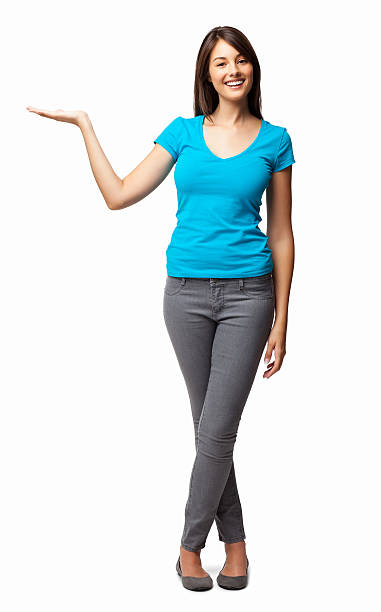 istock Cute Woman Presenting an Invisible Product - Isolated 174943004