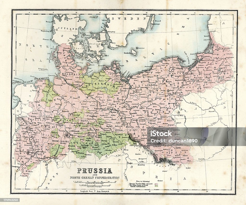 Mapa antigo-Prussia - Ilustração de Mapa royalty-free
