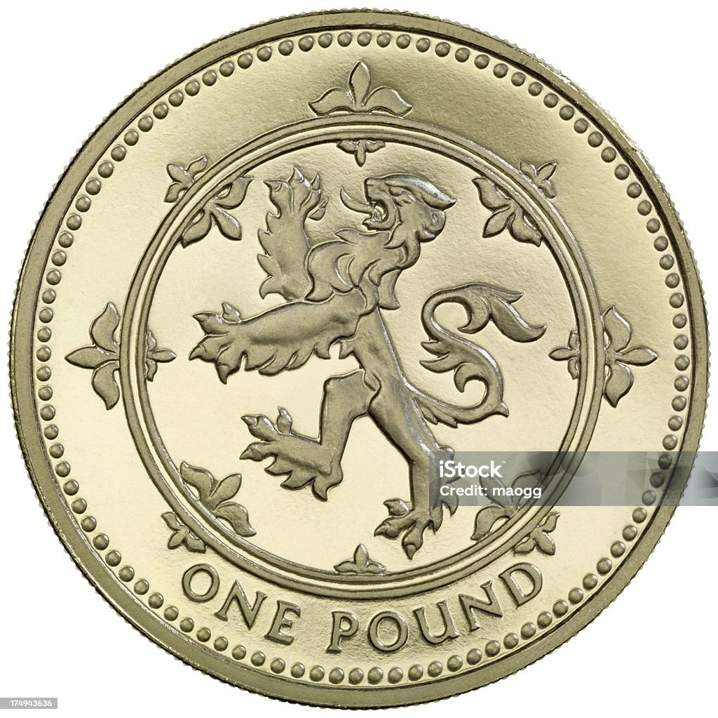 Moeda de Um Pound Britânico "Leão Rampante" - Foto de stock de Dourado - Descrição de Cor royalty-free