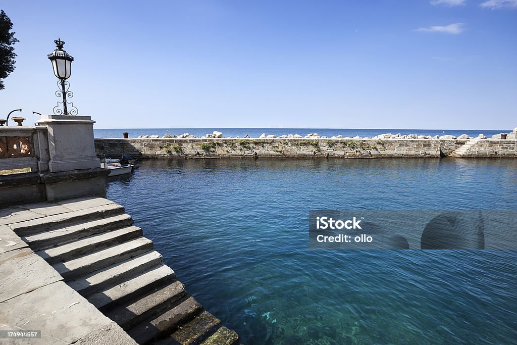Little bay at the mediterranean sea Beautiful little bay and terrace at the mediterranean sea Balcony Stock Photo