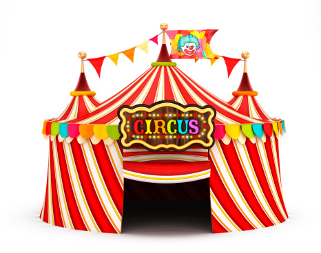 Circus tent isolated on white.