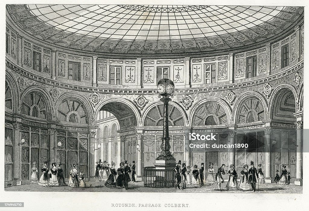 Rotonde, 통과 콜베어, 파리, 프랑스 - 로열티 프리 19세기 스톡 일러스트