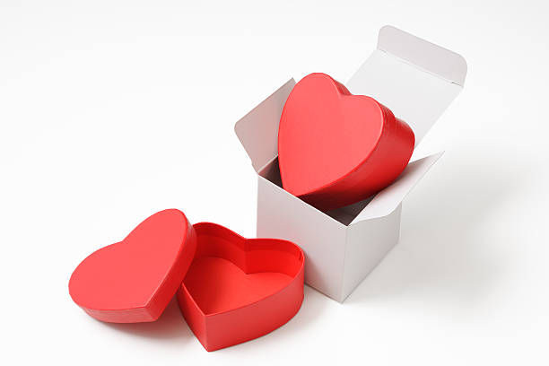 istock Blank box with red heart shape box on white background 174945887