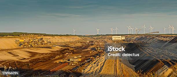 Panorama Brown Coal Opencast Mining Stock Photo - Download Image Now - Mining - Natural Resources, Wind Turbine, Backhoe