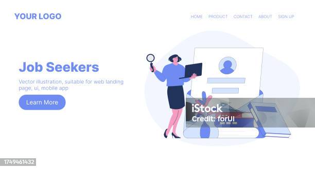 Job View Page Design Job Seekers Web Landing Page Design Flat Cartoon Vector Illustration ...