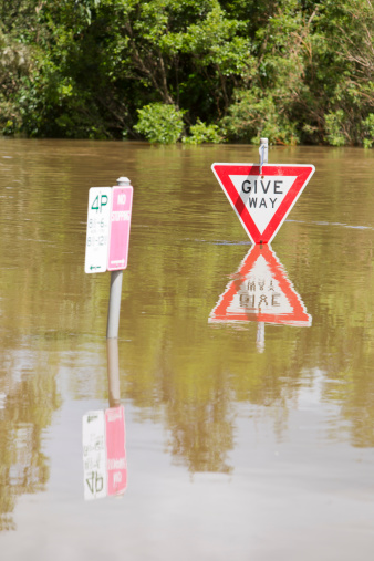 Flooded street signs