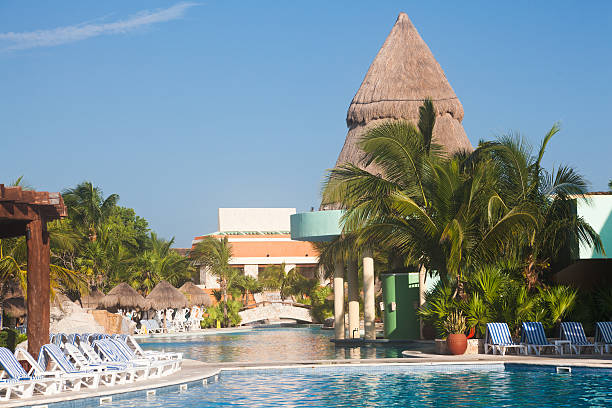 istock Palms and pools at resort 174946181
