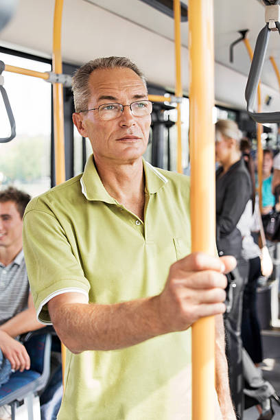 istock Senior man travelling by bus. 174946288