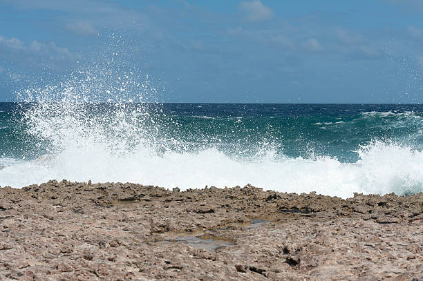бурном море на побережье бонайре - beasch стоковые фото и изображения