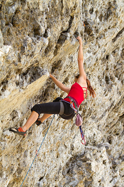 여자 rockclimber - canmore extreme sports rock rock climbing 뉴스 사진 이미지