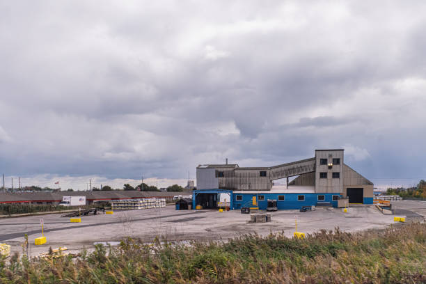 istock Industrial Building with Large Yard - Transport Truck loading and unloading Areas 1749485041