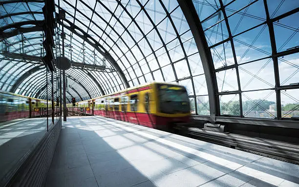 "Train leaving the Stationmotion blurBerlin, Germany"