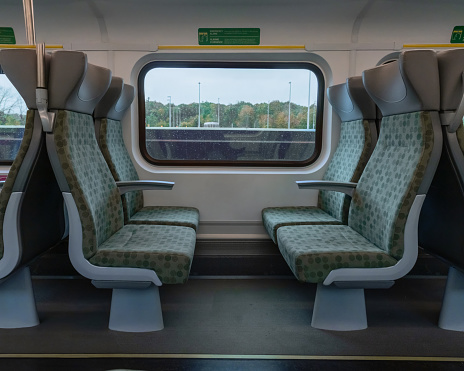 Section of Passenger Seats in a Passenger Train