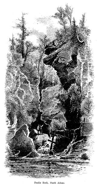 profil rock, north adams, massachusetts - hoosac stock illustrations