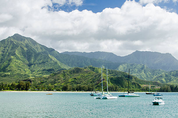 istock Hawaii mountain harbor with boats 174948949