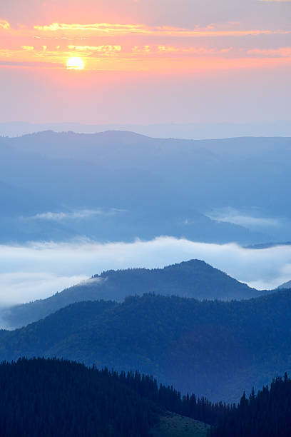 istock Sunrise mountain landscape in blue twilight 174949044