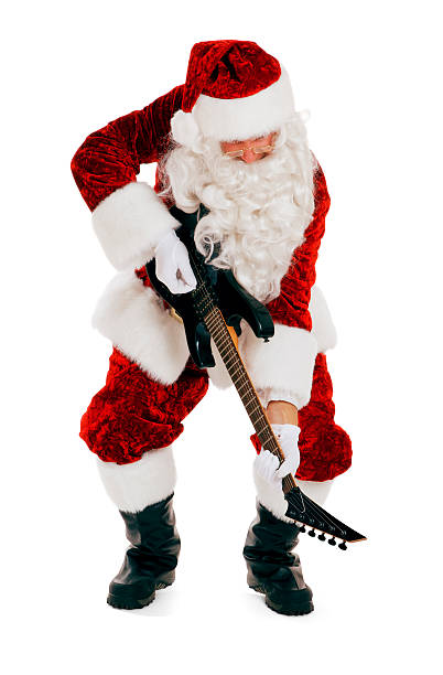 istock Electric Guitar Playing Santa Claus on White 174949923
