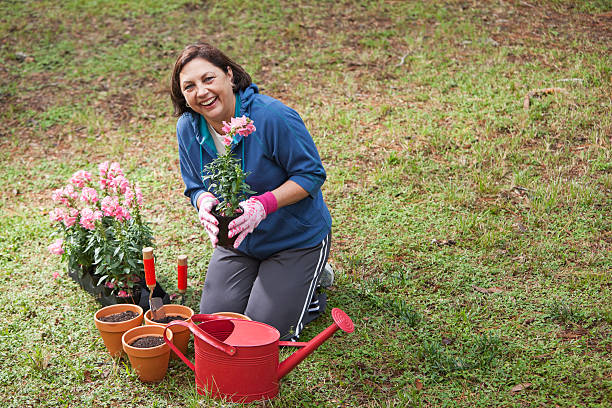 istock Mature Hispanic woman gardening 174950102