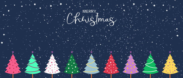 明るいクリスマスツリーのクリスマスカード。 - christmas backgrounds glitter star shape点のイラスト素材／クリップアート素材／マンガ素材／アイコン素材