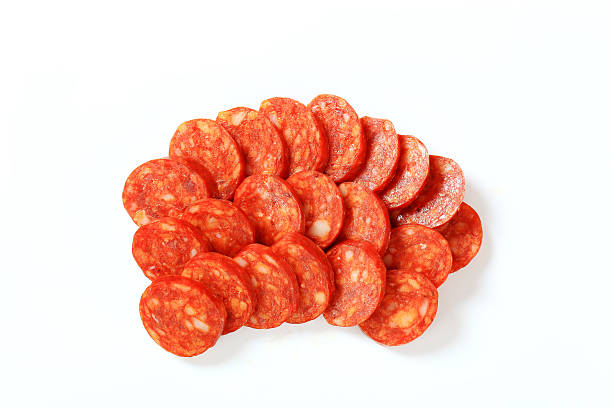istock Three raws of sliced sausage 174950871