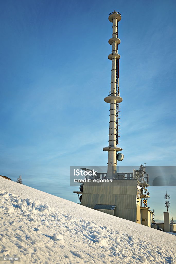 telecommunication station "Telecommunication station with transmission tower.Krvavec,Slovenija;Europe" Blue Stock Photo