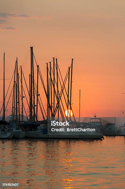 Harbour Sunset Stock Photo - Download Image Now - Dusk, Flotilla, Greece