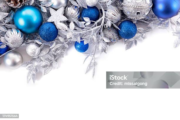 Boże Narodzenie Granica Z Kopii Przestrzeni - zdjęcia stockowe i więcej obrazów Niebieski - Niebieski, Dekoracja świąteczna, Boże Narodzenie