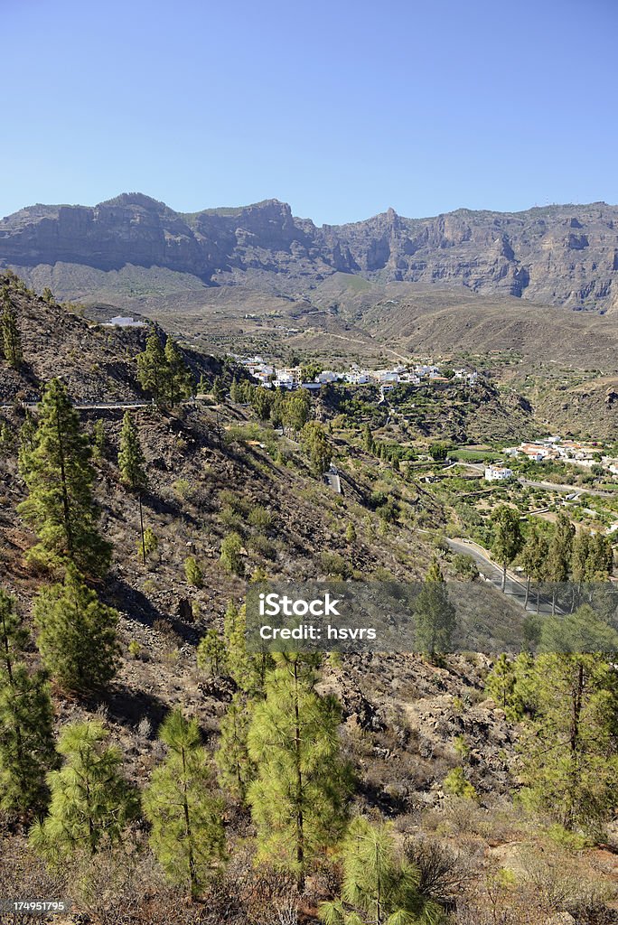 Old volcano Caldera at San Bartolome de Tirajana Old volcano Caldera Tirajana with the district captial San Bartolome de Tirajana of Gran Canaria (Spain). HDR. Agriculture Stock Photo