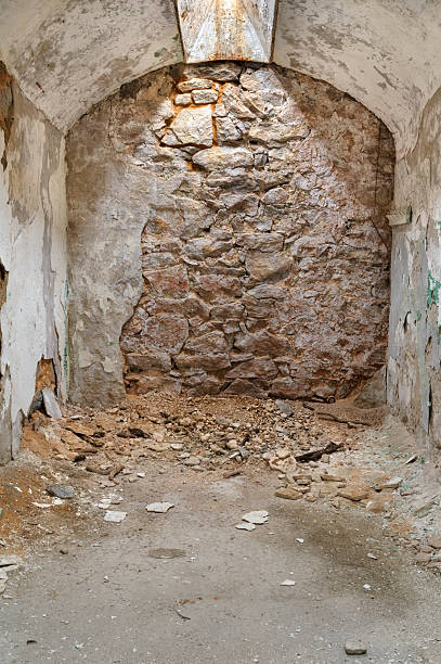 istock Prison Cell Wall Background, Abandoned and Decaying Ruin 174952144