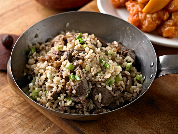 Fried Rice Fried Rice with Bulgoki in a Pan. bulgoki stock pictures, royalty-free photos & images