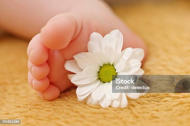 Dziecka Stopy Z Kwiatów - zdjęcia stockowe i więcej obrazów 0 - 11 miesięcy - 0 - 11 miesięcy, 0-1 miesięcy, Brązowy