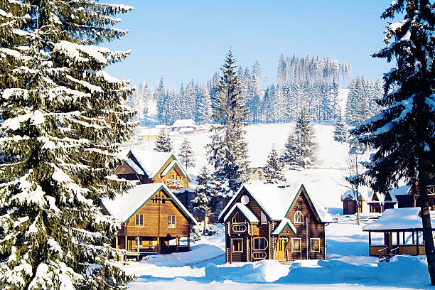 Winter village in mountains