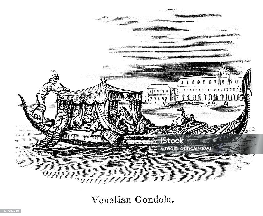 Gondola - Illustrazione stock royalty-free di Antico - Vecchio stile