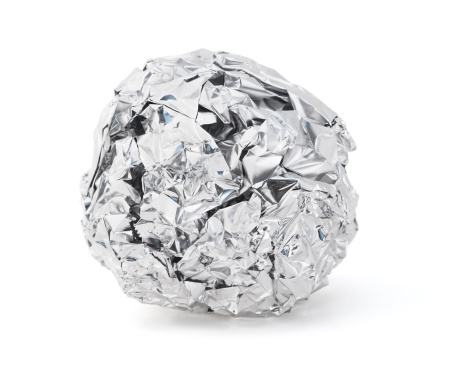 Isolated foil ball on a white background.