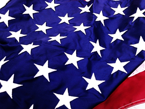 American flag detail with stars. Deep saturated colors. Mobilestock image captured with an iphone mobile device.