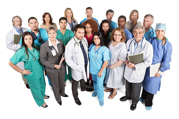 istock Serious Nurses, Doctors, Surgeons, Administrators isolated on  white background 174953208
