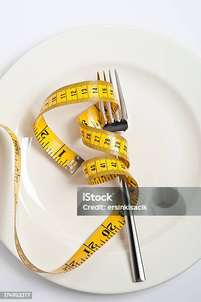 Fork With Measuring Tape Stock Photo - Download Image Now - Balance, Blank, Centimeter
