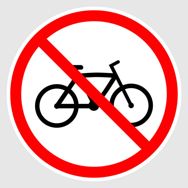 No bicycle No bicycle icon sign. Vector design. no cycling sign stock illustrations