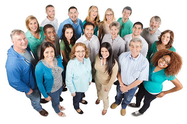 istock Large casual diverse group of people isolated on white background 174953612