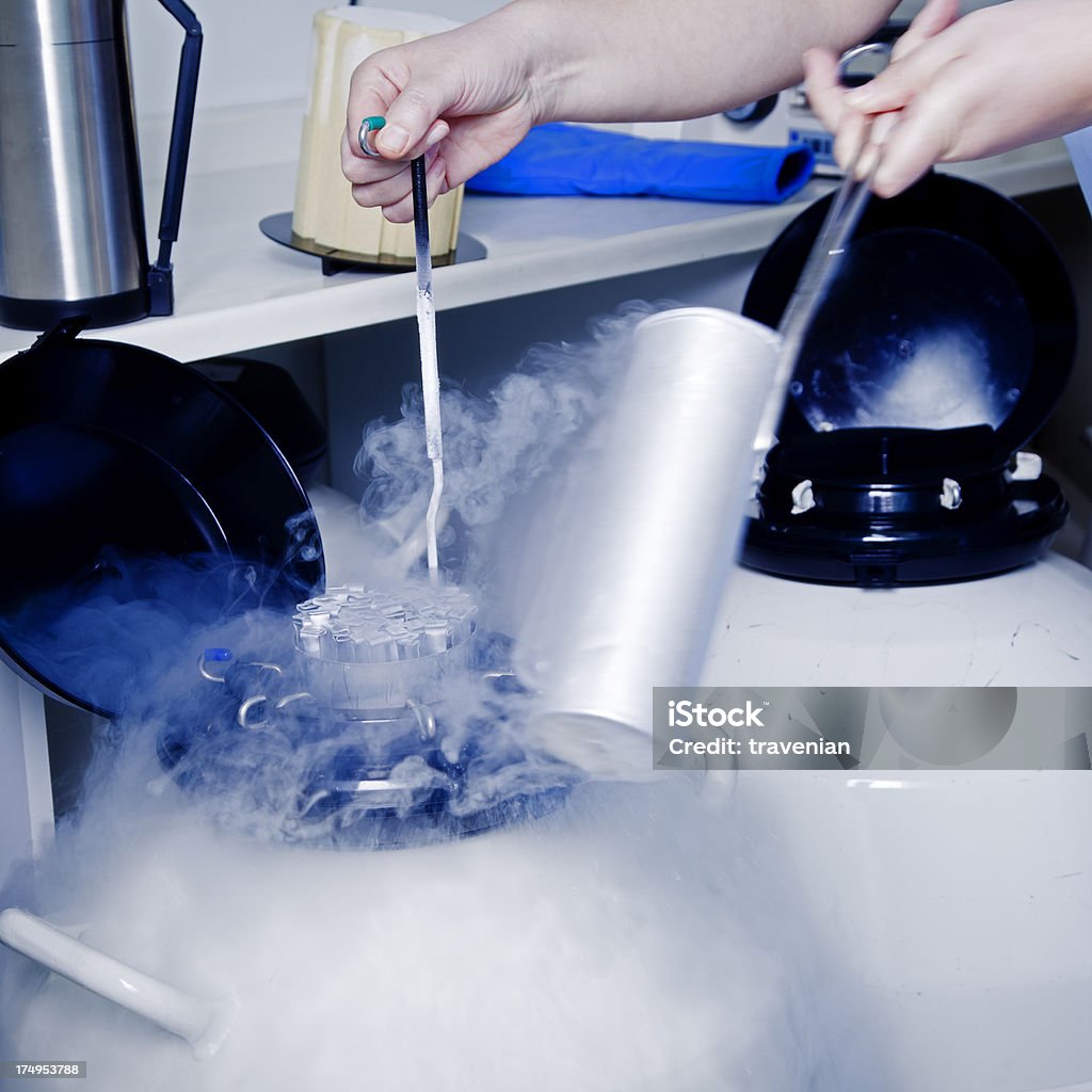 Sample Storage in test-tube laboratory  Liquid Nitrogen Stock Photo