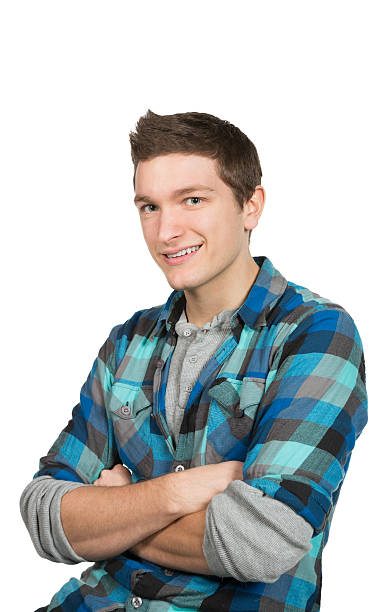 istock Young man smiling with keen interest isolated 174953896