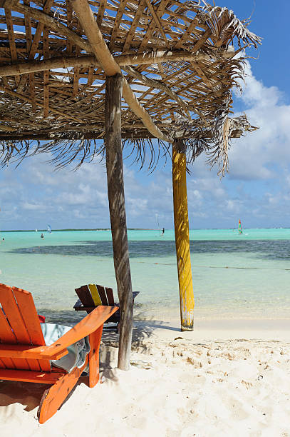 colorful lounge chairs at sorobon, bonaire  collorful stock pictures, royalty-free photos & images