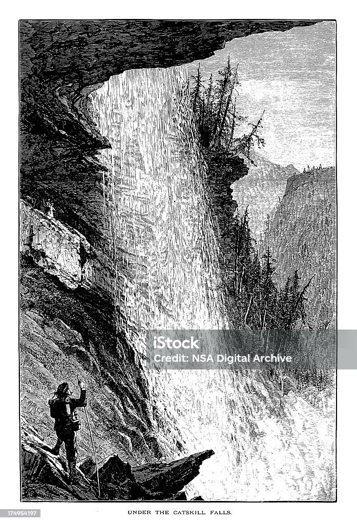 Sous les Chutes de Kaaterskill, montagnes Catskill, New York - Illustration de Amérique du Nord libre de droits