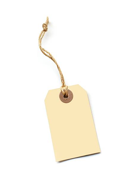istock Blank, cream-colored, price tag with cord. 174954804