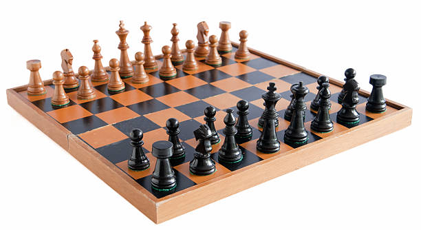 Old chess board stock photo
