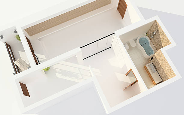 istock 3D Top View of Empty Space. Modern Apartment. Planning. White. 174955873