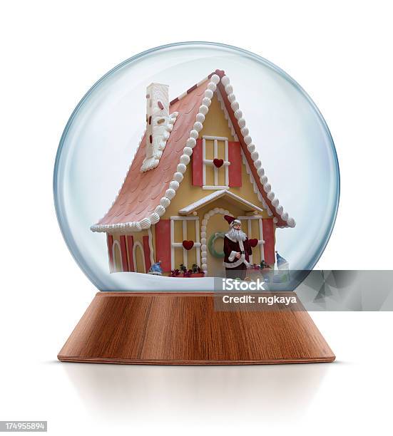 Gingerbread House In Snow Globe Stock Photo - Download Image Now - Snow Globe, Christmas, Cut Out